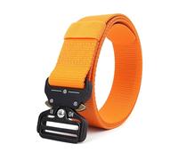 NEFLUM Metal Automatic Buckle Outdoor Tactical Nylon Belt Canvas Sports Belts 3.8 cm Width Casual Decorative Belt, Orange, 125x3.8cm