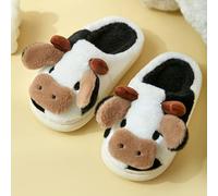 NEFLUM New Upgrate Cute Animal Slipper Women Girls Kawaii Fluffy Winter Warm Slippers Woman Cartoon Milk Cow House Slippers Funny Shoes