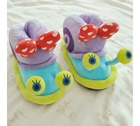 NEFLUM Winter Cartoon Slippers Women Funny Cute Snail Home Plush Shoes Indoor Cozy Flat Slides Furry Warm Cotton Slipper Girl Flip Flop