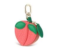 Nefokfdus Strawberry Lemon Fruit Charm Apple Orange Shaped Leather Bag coin purse cute keychain mini pouch for girl women, Peach, Small