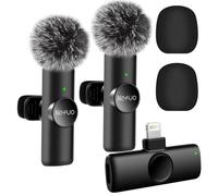 Nefuo 2 Pack Professional Wireless Lavalier Microphone for iPhone, iPad, Crystal Clear Sound Quality with Noise Reduction Lapel Microphone Plug-Play for Interview Video Podcast Vlog YouTube TikTok