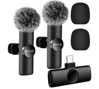 Nefuo 2 Pack Type C Wireless Lavalier Microphone for iPhone 15 & Android Devices, Crystal Clear Sound Quality with Noise Reduction Lapel Microphone Plug-Play for Podcast Vlog YouTube TikTok