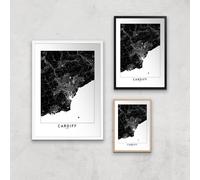 Negative Cardiff City Map Giclee Art Print - A2 - Print Only