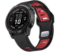 Negatta Compatible with Garmin Fenix 8 51mm 7X 6X 5X Watch Band - 26mm Quickfit Silicone Strap for Fenix 7X 6X Pro/5X Plus/3/3 HR/Instinct 2X Solar 3 50mm /Enduro/Quatix/Tactix/Epix Pro 2, Black/Red
