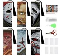 NEGEKFKX 6 Pcs Horror Cross Stitch Bookmark Kit for Adult Beginners