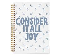 NEGIGA Blue Floral Christian Notebook Journal, Consider It All Joy Bible Journaling, Prayer Journal for Women Girls, Christian Religious Gifts for Women, Spiral Notebook 5.5x8.3