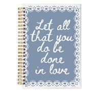 NEGIGA Blue Floral Christian Notebook Journal, Let All That You Do Be Done in Love Bible Notebooks, Prayer Journal for Woman, Inspirational Christian Gifts for Women, Spiral Notebook 5.5x8.3