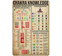 NEGLAI Chakra Knowledge Metal Signs Charts Poster, Spiritual Chakras Studio Wall Decor, Decorations Gifts for Yoga Lover Gifts 16x12 Inches