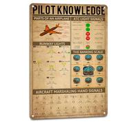 NEGLAI Vintage Aviation Decor Pilot Knowledge Metal Signs Cool Airplane Art Wall Decor Air Plane Decorations for Boys Room Pilot Gifts for Aviation Lovers 8X12 Inches
