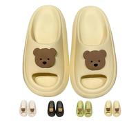 Neglance Cute Bear Slippers Pillow House Slides Cloud Shower Sandals for Women Thick Sole Summer Beach Shoes Arch Support, Yellow, 5.5-10