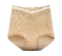 Negligee Lingerie Sexy High Waist Panties for Women Lace Sexy Plus Size Butt Lift Seamless Briefs Vintage Satin Chemise (Beige, XL)