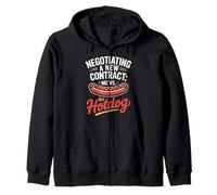 Negotiating a New Contract Me vs This Hotdog Labor Day Zip Hoodie