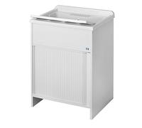 Negrari 4002K Wash Basin with Shutter-Style Door, PVC, White, 60 x 50 x 85 cm