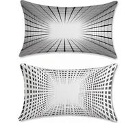 Negro Waterproof Pillow Covers 50x90cm Set of 2 Detive Cushs for Sofa & Garden Linen Sle Recular Outdoor Use Slish Enrejado Design