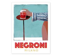 Negroni Milano Poster by Marco Marella 30 x 40 cm Blue Wall art Wall decor