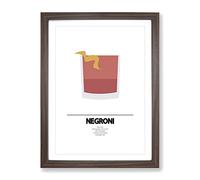 Negroni Modern Framed Print | A4 Walnut Framed Wall Art | Ready to Hang | Modern Nature Picture | Living Room Bedroom Lounge Office