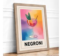 Negroni Poster Vintage Framed Wall Art Print A4 Oak