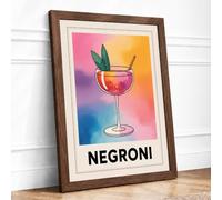 Negroni Poster Vintage Framed Wall Art Print A4 Walnut