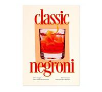 Negroni Print, Cocktail Poster, Framed Drink Wall Art, Modern Kitchen Decor, Drinks Poster, Gift Idea, Archival Matte, A2 (Print Only) - 59.4x42cm