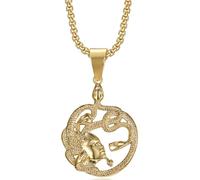 NEGS 18K Gold Plated Medusa Gorgon Snake Head Pendant Medallion Stainless Steel Necklace for Women, Ancient Greek Jewelry Gift with 24 Inch Chain
