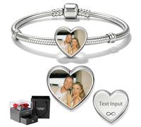 NEH Custom photo heart bracelet-customize with images and text | The perfect sentimental present for your wife, mum, or best friend on birthdays, anniversaries, or Mother’s Day.