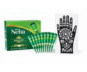 Neha Henna Cones (Pack of 12), Mehndi Dark Brown Ready to Use, Paste