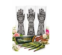 Neha Henna Cones (Pack of 6) - And Stencil Kit, Bridal Art, Eid, Diwali & Festivals - Ready to Use, Dark Stain Henna - Premium Quality
