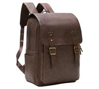 NEHOR Leather Backpack for Men Women, 15.6in Laptop Backpack Waterproof Vintage Backpack for Work Travel College Bookbag, Coffee, 12.5"L x 5.5"W x 15.7"H, Rucksack Backpacks