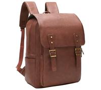 NEHOR Leather Backpack for Men Women, 15.6in Laptop Backpack Waterproof Vintage Backpack for Work Travel College Bookbag, Dark Brown, 12.5"L x 5.5"W x 15.7"H, Rucksack Backpacks