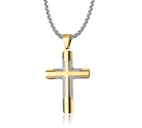 NEHZUS Men's Stainless Steel Black Gold Blue Cross Pendant Necklace for Men Lord's Prayer Necklace Heavy Twist Chain 23.6 Inches, Stainless Steel, No Gemstone