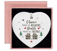 Neighbor Ornaments - Funny Friend, Bestie Gifts for Christmas, Birthday - Neighborhood, Friends, Women - Tree Decoration - Ceramic Heart Shaped With Gift Box