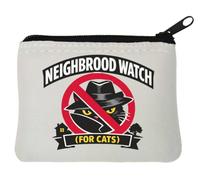 Neighborhood Watch for Cats Only Design Neoprene Coin Purse Pouch 10x11cm White