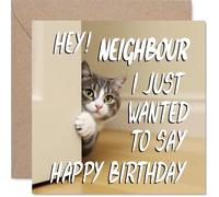 Neighbour Birthday Card, Cute Cat Peekaboo