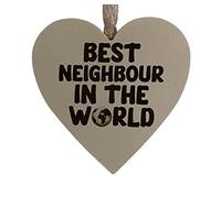 Neighbour Gift - Laser Engraved White Heart To Hang On Your Wall Best In The World