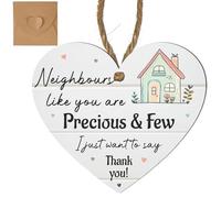 Neighbour Gift, Neighbours a New Chapter Heart-Shaped Wood Hanging Plaque | Best Neighbour Gifts | Thank You Gift for Kind Neighbours | Decorative Sign for Home or Garden Room | Garden Hanging Hearts