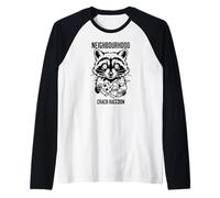 Neighbourhood Crack Raccoon Graphic with Pizza and Takeout Raglan Baseball Tee