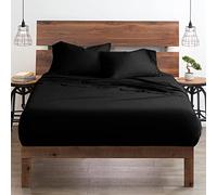 Neighbourhood Home My-100%-Certified-Giza-Cotton-Pillow-Sheet, Giza Egyptian Sheet Set RV Short Queen Size, Soft Sateen Weave, Breathable Fabric, Fits Upto 18-Inch Deep Pocket - RV Short Queen, Black
