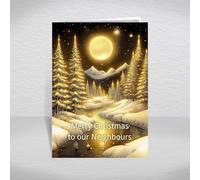 Neighbours Christmas Card, A5 Size Christmas Card for Neighbours, Next Door Neighbours Christmas Greeting Cards with a Christmas Wishes Greetings Verse Inside: Starlit Forest Christmas Card
