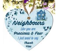 Neighbours Like You Are Precious & Few Wooden Plaque - Heart-Shaped Decorative Sign for Home or Garden Room - Thank You Gift for Kind Neighbours (Blue, Large: 23 cm (H) × 20 cm (W))