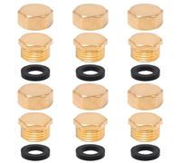 Neikafan 1/2" Brass Blanking Nuts Caps 12 Pcs Male and Female Blanking Stop Cap Radiator Compression Pipe Water Stop End Cap for Washing Machine Valve Blanking Stop Ends Caps with Washers