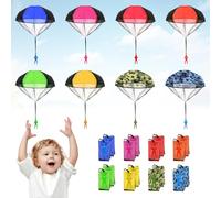 Neikafan 16 Pcs Parachute Hand Throw Toys for Kids - Army Men Play Parachute Game - Outdoor Toys - 8 Colors