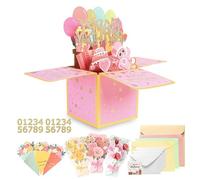 Neikafan 3D Pop Up Birthday Card Pop Up Happy Birthday Cards for Women,6 PCS Flower Greeting Card with Envelope,Pop up Cards Gifts for Mum Wife Daughter Husband Women Friend Girl Sister
