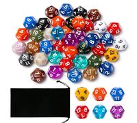 Neikafan 43 Pieces 12 Sided Maths Dice Set D12 Bundle Dices 1-12 Face Multicolored Multi Sided Dice Polyhedral Set for DND RPG MTG Table Games with 1pcs Black Velvet Storage Bag