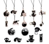 Neikafan Black Cat Enamel Pin 7 Pcs and 10pcs Cat Pendant Charms, Cute Black Cats Enamel Pins Badge for Clothes Backpacks Jackets Bags Hat Valentine's Day Gift Party Cat Pins Badges Enamels