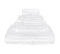 Neikafan Clear Hard Shell Zipper Case 4Piece Toy Storage Bags PVC Organiser | PVC Organiser Box with Zips Hard Pouch Plastic Transparent Cases for Lego, Board Game, Toiletries, Makeup, Cosmetic, Puzzles