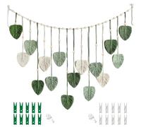 Neikafan Macrame Wall Deco Leaves Boho Large Wall Hanging Macrame Leaf Tapestry Walldeco Hanging Bohemian for Photo Display for Bedroom Living Room Decoration with Picture Hanging Hooks