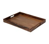 Neikafan Wood Serving Tray With Handles Rectangular 15.7Inches Ideal for Eating Food Breakfast Dinner Coffee Tea Table Snack Bar Good For Parties Bedroom Ottoman Livingroom Kitchen Home Decor(40x30cm)