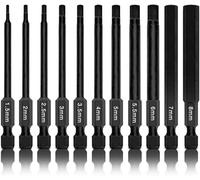 NEIKO 01148A Hex Allen Power Bit Set, 11-Piece Metric Sizes 1.5mm to 8mm | Magnetic Hex Head Bits | 3 Quick Release Shanks | Premium S2 Steel | Compatible with Power Drills and Impact Drivers