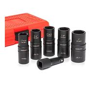 NEIKO 02287B 6-Pc 1/2-Inch-Drive Impact Socket Set, 10 SAE & Metric Sizes, Thin Wall Wheel Lug Nut Socket Set, Cr-Mo, 3-Inch Extension Bar, 6-Point, 19 & 21mm Sockets
