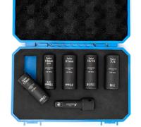 NEIKO 02340A Twist Socket Set, 6 Pc Lug Nut Socket Set, SAE & Metric, 1/2 Inch Dr. Impact Flip Socket Set, 6 Point & Twist Lug Nut Extractor, CR-Mo Steel Wheel Socket Set, 3" Impact Extension Bar